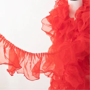 5 Yards Organza Pleated Ruffle Lace Edge Trim Ribbon Fabric DIY Sewing Dress - Picture 1 of 11