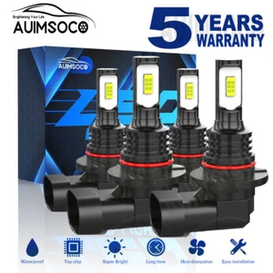 9005 9006 10000K Super White Bright LED Headlights Kit Combo Bulbs HIGH/LOW Beam - Picture 1 of 18