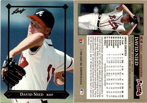 1992 Leaf Gold DAVID NIED Baseball Card BC-10 Atlanta Braves