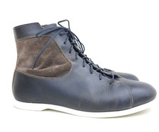 HELM Dash Sneaker Boots Charcoal Leather Brown Suede Ankle Lace Up Mens sz 10 D 