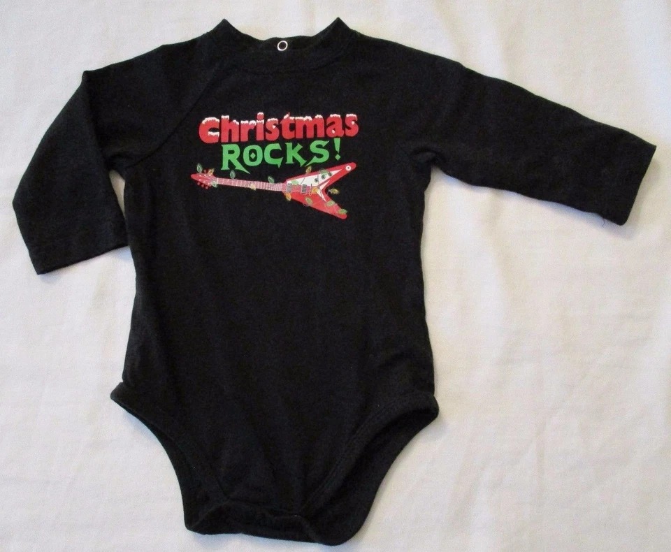 Guitarra Okie Dokie 6-9 meses Navidad Rocks Body Negro Manga Larga  Foto 1 de 1
