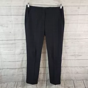 Theory Womens Pants Sz 6 Black Blue Plaid Wool Blend Cuffed Low Rise - Picture 1 of 7