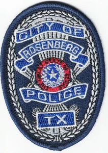 City of Rosenberg Police Texas badge patch (approx. 3.5 x 2.5 inches) - Picture 1 of 1