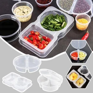 Double Compartment Condiment Container Condiment Containers 2024 with Lids T9B7 - Picture 1 of 20