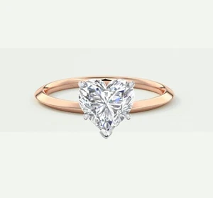 IGI F/VS 3 Ct Heart Cut Lab Created Grown Diamond 14K Rose Gold Engagement Ring - Picture 1 of 2