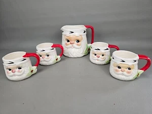 Beautiful Vintage MCM Christmas Josef Original Santa Claus Pitcher & 4 Mug Set - Picture 1 of 18