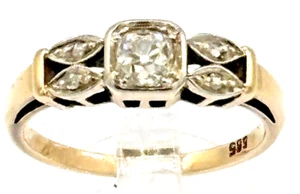 Antiker ArtDeko Goldring 14K/0,585 ca. 0,25Ct. Brillant Altschliff Gr. 55 - Bild 1 von 11