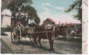 Postkarte Ein südlicher Ochsenwagen Hugh Leighton Karte, unbenutzt Vintage schöne Form - Bild 1 von 1