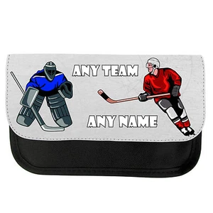 PERSONALISED ICE HOCKEY SCHOOL GIRLS BOYS PENCIL CASE / MAKE UP BAG XMAS GIFT - Picture 1 of 8