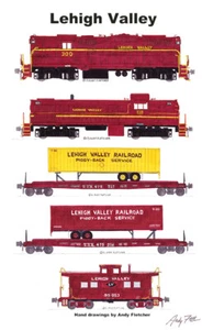 Lehigh Valley Tuscan Red Era Piggyback Train 11"x17" Poster Andy Fletcher signed - Picture 1 of 1