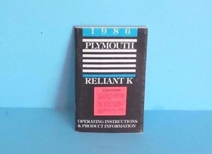 86 1986 Plymouth Reliant K manual del propietario - Imagen 1 de 1