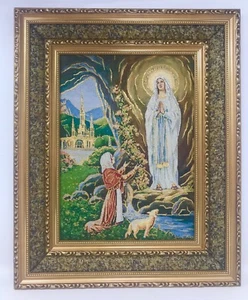 17"x21" Virgen De Lourdes Image on Cushioned Surface Frame Orthodox Image 3040D - Picture 1 of 3