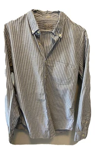 J.Crew Button Down Hemd Herren Medium Slim Fit grau weiß gestreift Baumwolle Freizeit - Bild 1 von 5