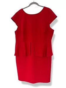 Worthington Red Peplum Sheath Dress Size 20W 2X Classy Career Office Plus Size - Picture 1 of 5