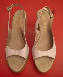 RUSSELL & BROMLEY Leather Shoes White Espadrilles Wedge Heels Peep-Toe EUR37/UK4 - Picture 1 of 6