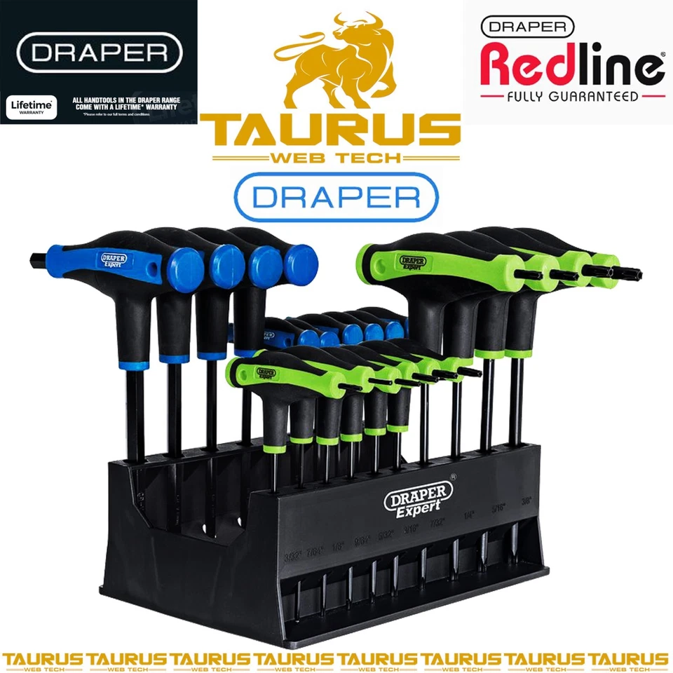 20Pc DRAPER Expert TX-STAR® & Hex Soft Grip Metric T-Handle Key Set UK FREE P&P - Image 1 of 1