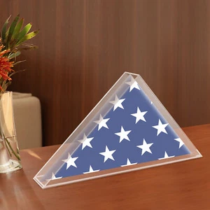 Flag Display Case Clear Acrylic Flag Box Triangle Holder for Table Wall Mounted - Picture 1 of 22