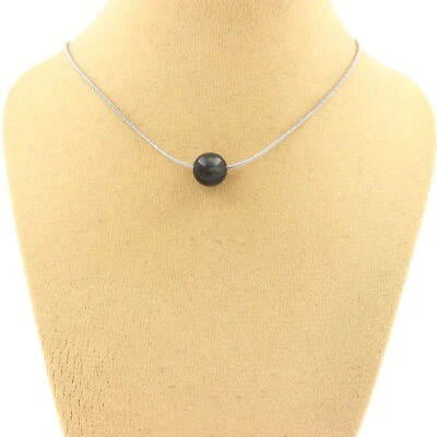 stones And Minerals. Necklace 1 Hawk Eye Pearl 8 Mm. Stainless Steel Chain - Image 1 of 4