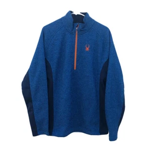 Spyder 1/4 Zip Pullover Core Sweater Blue Black Mens Medium - Picture 1 of 5