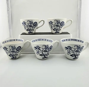 Set 5 tazze piatte J&G Meakin England blu nordico caffè tè ☕️ cipolla Inghilterra - Foto 1 di 13