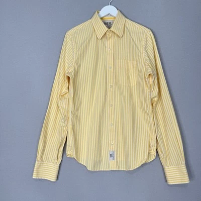 Camisa Ruehl 925 Para Hombre Mediana Amarilla 100% Algodón Rayas Oxford Preparación Y2K Dinero Antiguo Foto 1 de 4