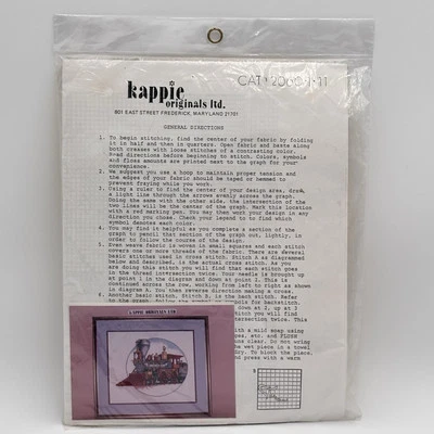Kappie Originals LTD Cross Stitch Kit HISTORIC LOCOMOTIVE TRAIN Vintage Sealed - Image 1 of 4