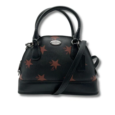 Bolso de hombro Coach Dome de 2 vías de cuero PVC negro estampado de estrellas NNAv37 Foto 1 de 4