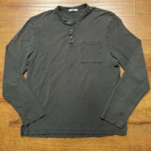 James Perse Henley Shirt Mens M Black Long Sleeve USA Punk Alt Grunge Distressed - Picture 1 of 16