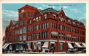 ASHLAND, WISCONSIN HOTEL POSTKARTE HOTELRITTER 1933, Damen mit Sonnenschirmen, Gönner - Bild 1 von 2