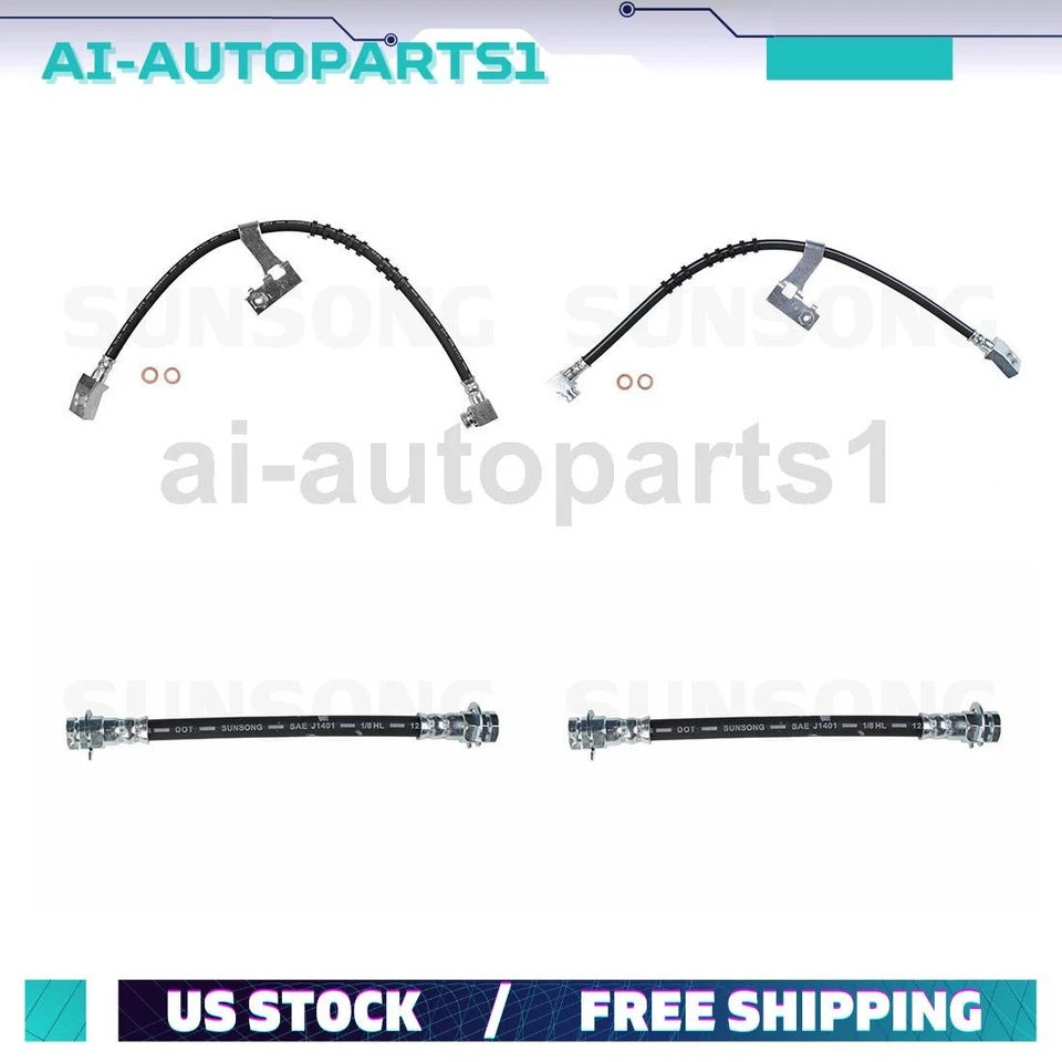 4pcs Front Rear Left & Right Brake Hydraulic Hose Kit For Dodge 400 1982 1983 - Image 1 of 4