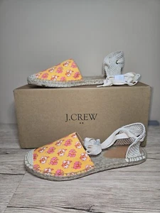 J. Crew bedruckte Schnür-D’orsay Espadrille-Sandalen orange Block Blumenmuster Größe US8 - Bild 1 von 5
