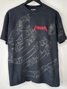 T-shirt Metallica Pushead Black Snake AOP 1992 vintage taglia L fascia in metallo - Foto 1 di 13