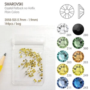 Swarovski 1,7 mm-144 Stck. Flatback Kristall Nagelschmuck Strass 2058-SS5-Clr - Bild 1 von 50