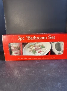 Juego de baño vintage de 3 piezas de Navidad vaso, jabonera, soporte para cepillo de dientes - Imagen 1 de 20