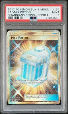 PSA 9 MINT Max Potion 164/145 S&M Guardians Rising Gold Secret Rare Holo Pokémon - Image 1 of 2