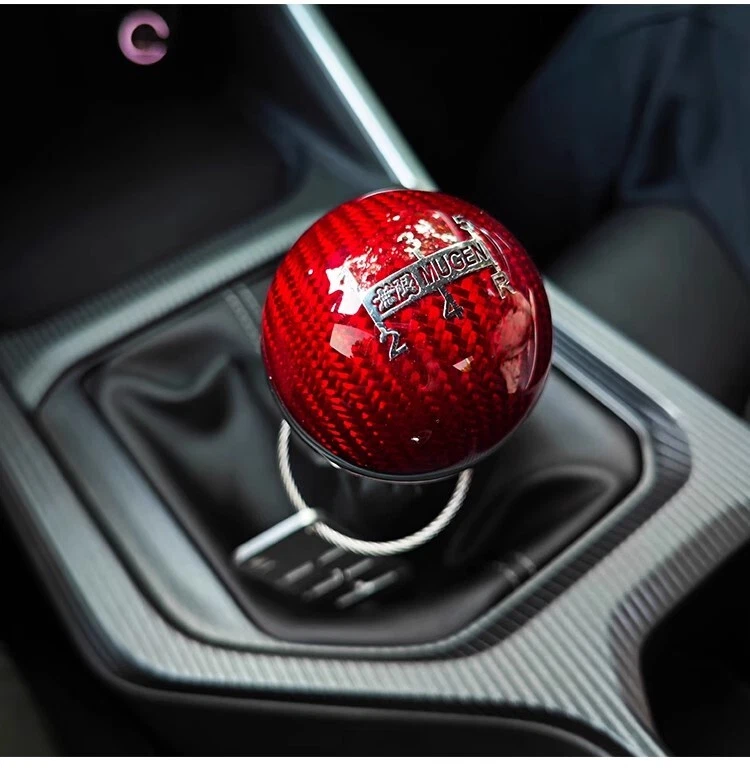 Perilla de cambio de marchas de fibra de carbono roja de 5 velocidades JDM Mugen para Honda Civic Accord S2000 Foto 1 de 4