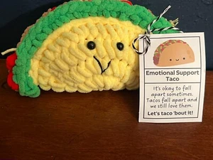 Emotional Support Taco, Crochet Emotional Support Plush Handmade Taco Toy NWT - Picture 1 of 6