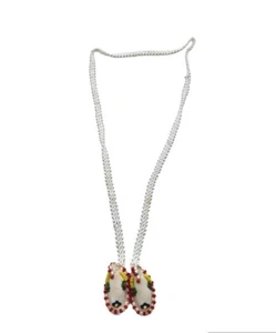 Vintage Native American Seed Bead Moccasins Pendant Beaded Necklace Jewelry 13" - Picture 1 of 6