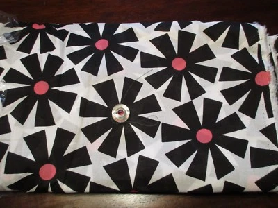 1 jarda nova Lt Wt algodão grandes flores pretas rosa branco Michael Miller - Imagem 1 de 3