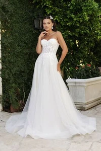 Womens Dresses For Bridal Wedding Long Sweetheart Strapless A-Line Plus Size - Picture 1 of 9