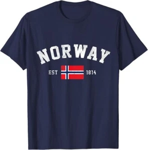 Noruega Est. Camiseta Bandera Noruega Día de la Independencia 1814 Azul Marino Talla Mediana - Imagen 1 de 6