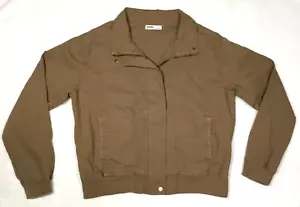 Bomber Sonoma L marrone giacca donna zip cotone leggero spandex busto 46,5" - Foto 1 di 8