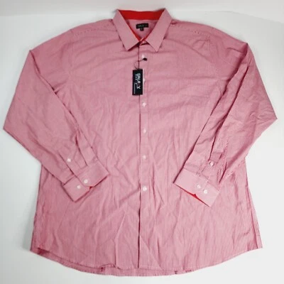Mens Button Up Dress Shirt Slim Fit Red Striped GALAXY BY HARVIC Size 2XL - Image 1 of 4