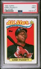 1989 Topps Kirby Puckett Baseball Card #403 PSA 9 Mint