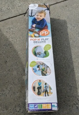 Summer Infant Pop N Play Deluxe Ultimate Playard con dosel completo aguamarina y gris Foto 1 de 4