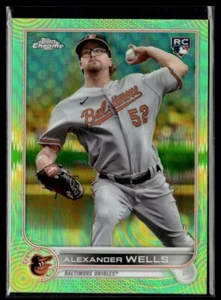 2022 Topps cromo verde/amarillo refractor de pulso sónico novato Alexander Wells - Imagen 1 de 2