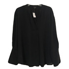 Ann Taylor Factory Blouse Women's Black Long Sleeves Nwt Size Large = B