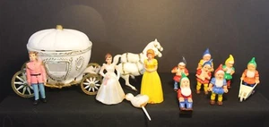 Vintage Disney - Cake Decorations - Cinderella & 7 Dwarfs - Good Condition - Picture 1 of 7