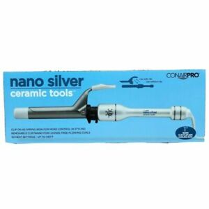 CONAIR PRO CERAMIC TOOLS NANO SILVER 1" SPRING CURLING IRON CLIP / CLIPLESS WAND