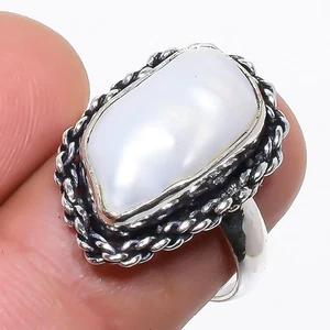 Natural Biwa Pearle Gemstone 925 Sterling Silver Ring Size 7 u961 - Picture 1 of 5